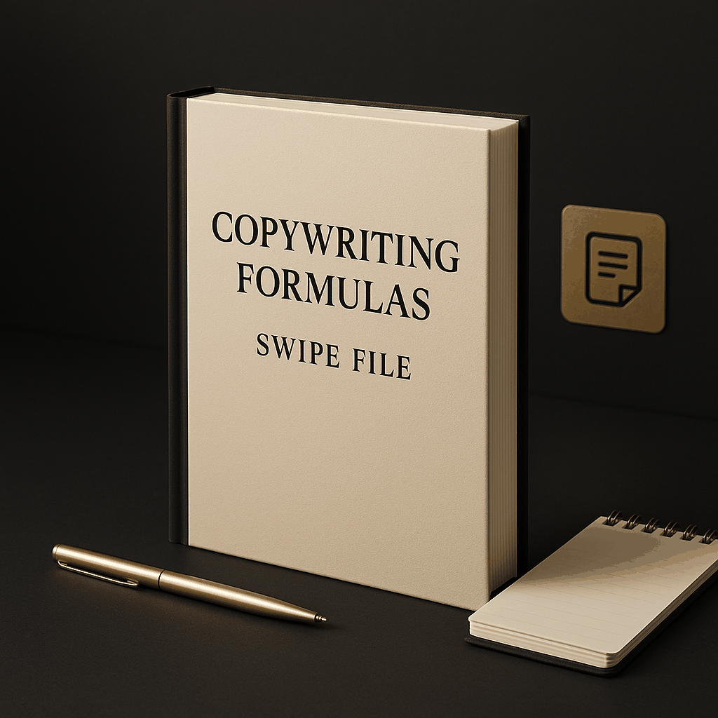 Copywriting formulas swipe file with 20 proven templates like AIDA and PAS for high-converting headlines and ads