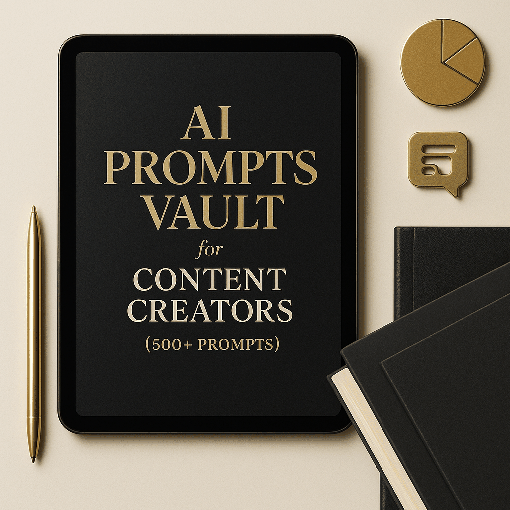AI Prompts Vault with over 500 ready-to-use prompts for content creators in various formats and platforms