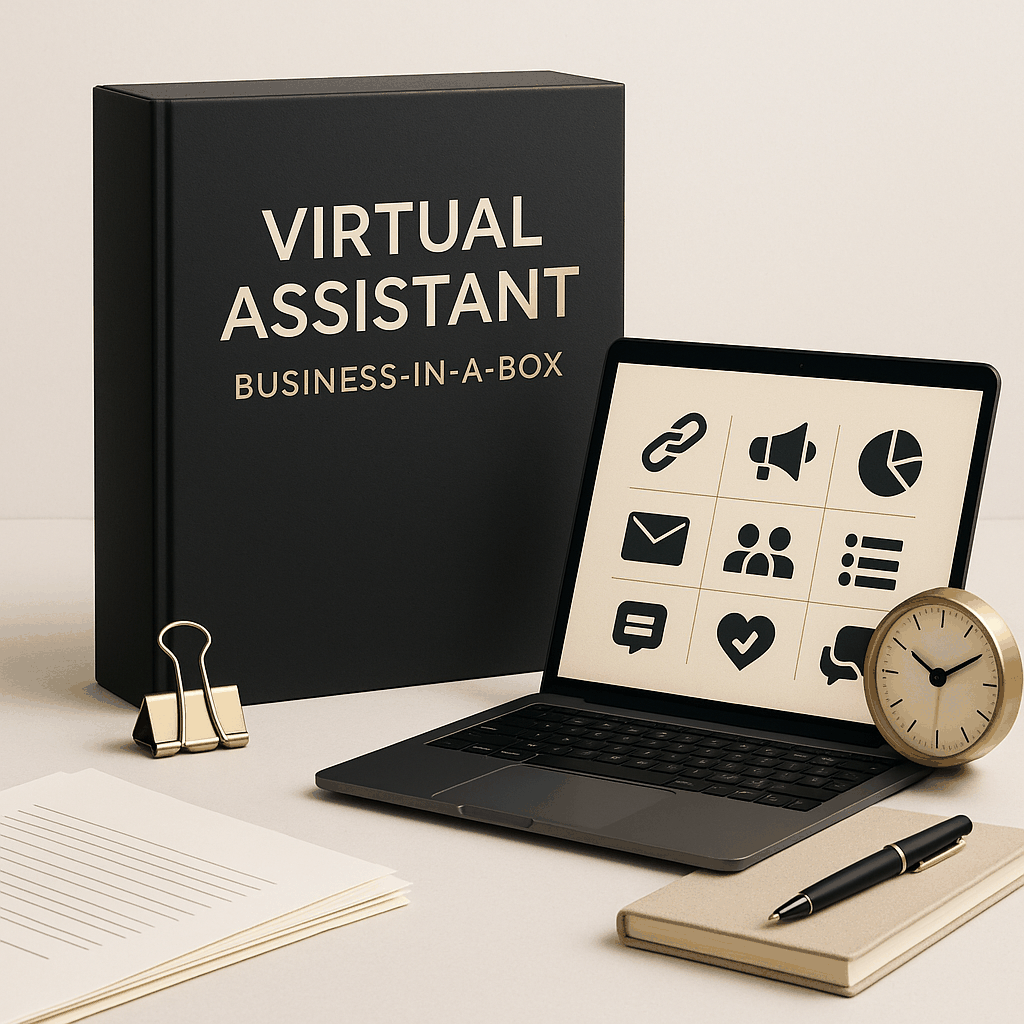 Virtual Assistant Business-in-a-Box digital download with templates and client onboarding forms
