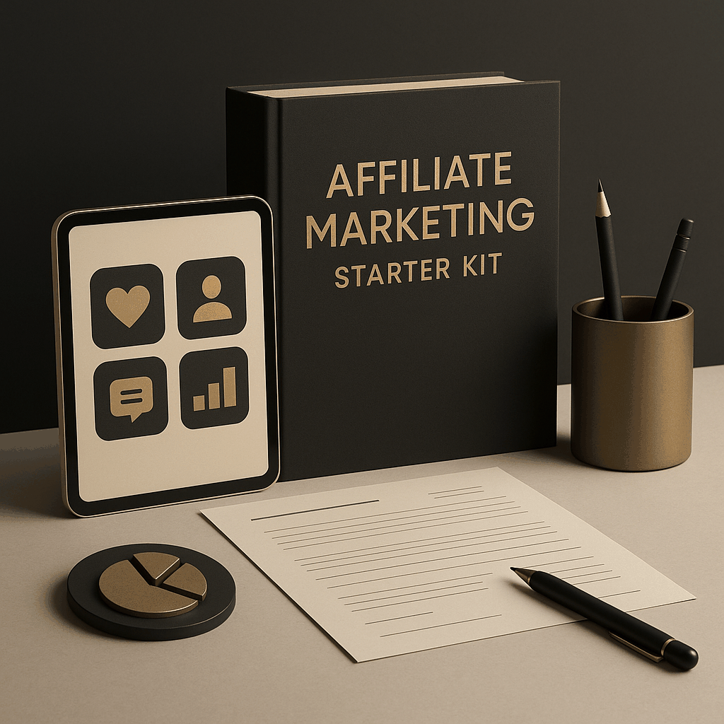 Affiliate Marketing Starter Kit digital download with niche worksheet and tracking guide