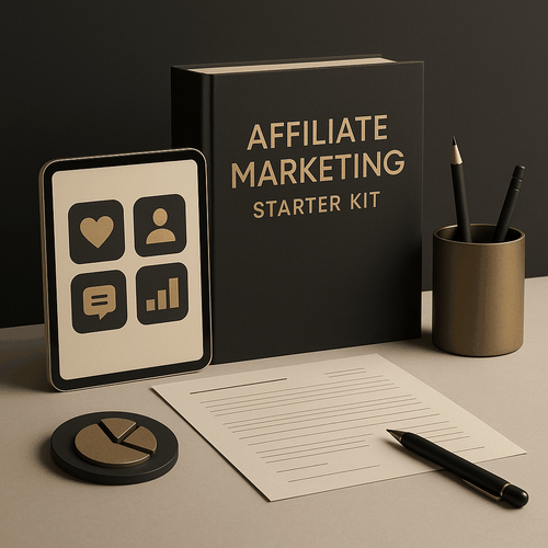 Affiliate Marketing Starter Kit digital download with niche worksheet and tracking guide