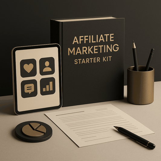 Affiliate Marketing Starter Kit digital download with niche worksheet and tracking guide