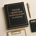 TikTok Growth & Monetization Playbook cover with strategies for account growth and revenue generation through brand deals and digital products